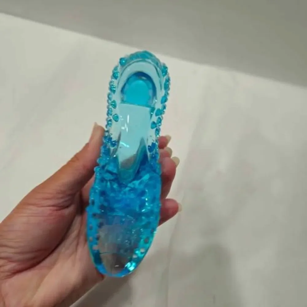 Fenton Blue Glass Slipper Decor